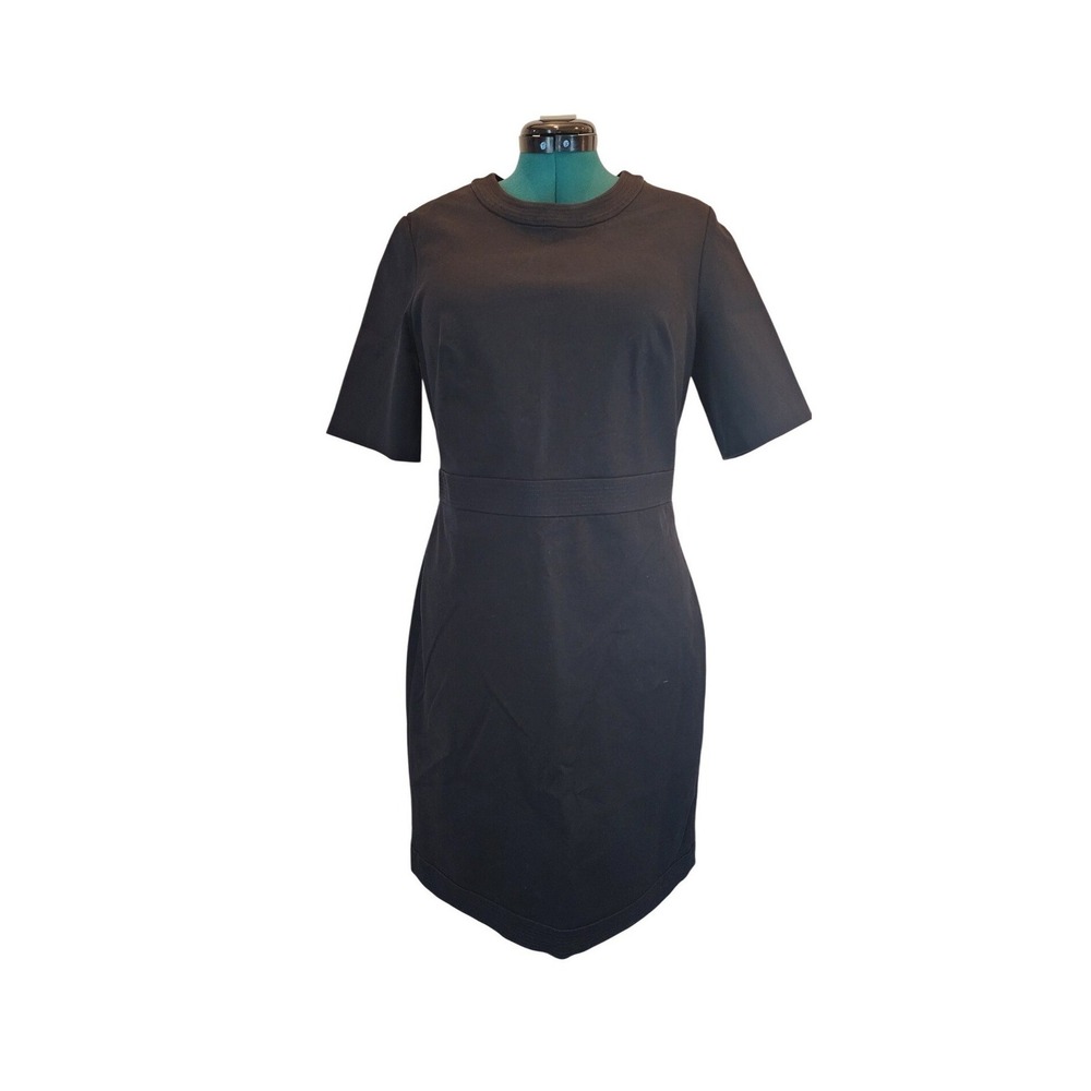 BANANA‎ REPUBLIC Black Fitted Dress Cap Sleeve Stretch Cotton Preppy Business